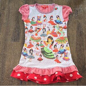 MIM-PI colorful short sleeve dress with flamenco dancer print size EU104  US4